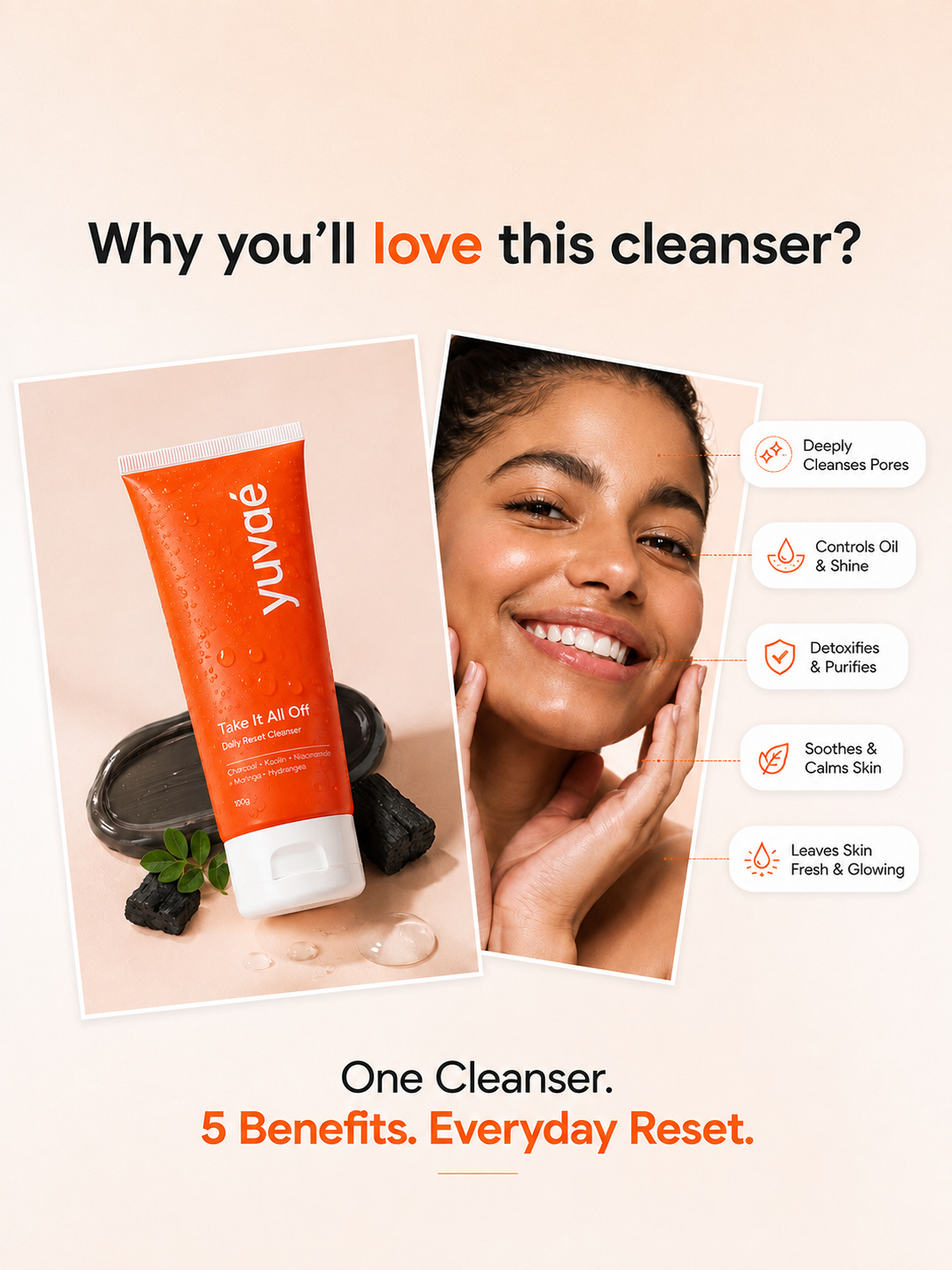 Take It All Off - Cleanser + Makeup Remover +  De-tan Mask. All in one
